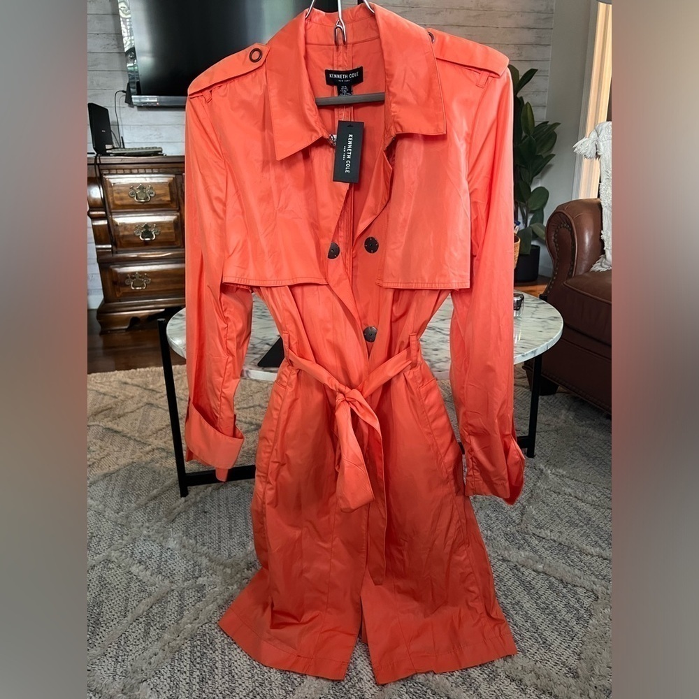 Kenneth Cole New York Rain jacket trench Bright orange women’s NWT XL